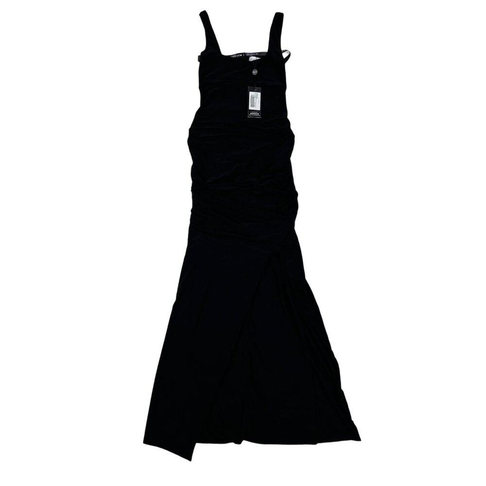 Club L - Square Neck Maternity Maxi Dress With Split in Black